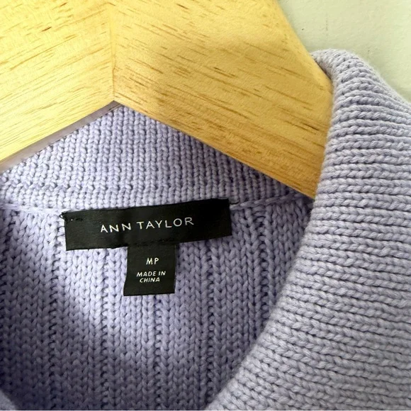 Ann Taylor Purple Sweater Cardigan Jacket Lavender Gold Buttons Medium Petite *B - Picture 7 of 11